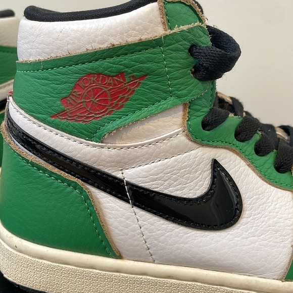 NIKE AIR JORDAN 1 HIGH TOP OG LUCKY GREEN WHITE SHOES SNEAKERS size 9 - Picture 7 of 15